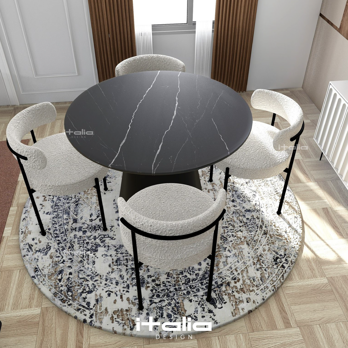 Table à manger Italia + 4 Chaises